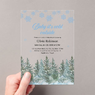 Baby It's Cold Outside Winter Baby Shower Acrylic Invitations