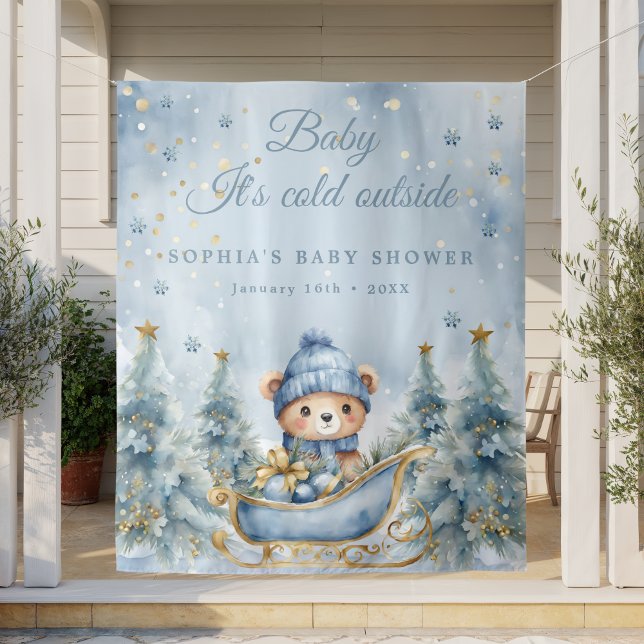 Baby It's Cold Outside Winter Baby Shower Backdrop Tapestry (Creator Uploaded)