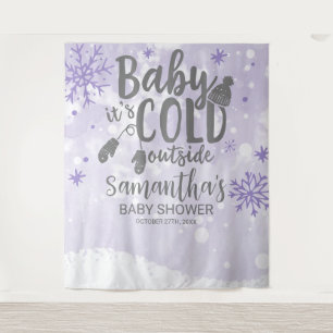 Baby It's Cold Outside Winter Baby Shower Backdrop Tapestry