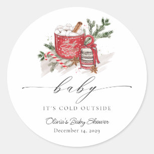 Baby It's Cold Outside Winter Baby Shower Favour  Classic Round Sticker