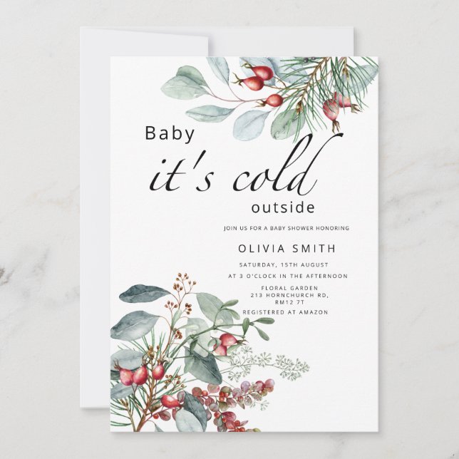 Baby it's cold outside winter baby shower invitati invitation (Front)