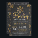 Baby Its Cold Outside Winter Baby Shower Invitation<br><div class="desc">Baby Its Cold Outside Winter Baby Shower Invitation. Girl Baby Shower Invitation. Winter Holiday Baby Shower Invite. Gold and White Snowflakes. Chalkboard Background. For further customisation,  please click the "Customise it" button and use our design tool to modify this template.</div>