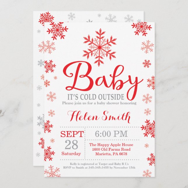 Baby Its Cold Outside Winter Baby Shower Invitation (Front/Back)