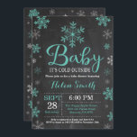 Baby Its Cold Outside Winter Baby Shower Invitation<br><div class="desc">Baby Its Cold Outside Winter Baby Shower Invitation. Girl Baby Shower Invitation. Winter Holiday Baby Shower Invite. Aqua and White Snowflakes. Chalkboard Background. For further customisation,  please click the "Customise it" button and use our design tool to modify this template.</div>