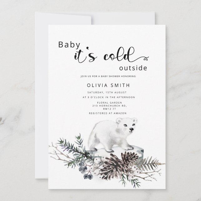 Baby it's cold outside winter baby shower invitation (Front)