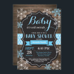 Baby Its Cold Outside Winter Baby Shower Invitation<br><div class="desc">Baby Its Cold Outside Winter Baby Shower Invitation. Boy or Girl Baby Shower Invitation. Winter Holiday Baby Shower Invite. Blue and White Snowflakes. Rustic Wood and Chalkboard Background. For further customisation,  please click the "Customise it" button and use our design tool to modify this template.</div>