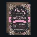 Baby Its Cold Outside Winter Baby Shower Invitation<br><div class="desc">Baby Its Cold Outside Winter Baby Shower Invitation. Boy or Girl Baby Shower Invitation. Winter Holiday Baby Shower Invite. Pink and White Snowflakes. Rustic Wood and Chalkboard Background. For further customisation,  please click the "Customise it" button and use our design tool to modify this template.</div>
