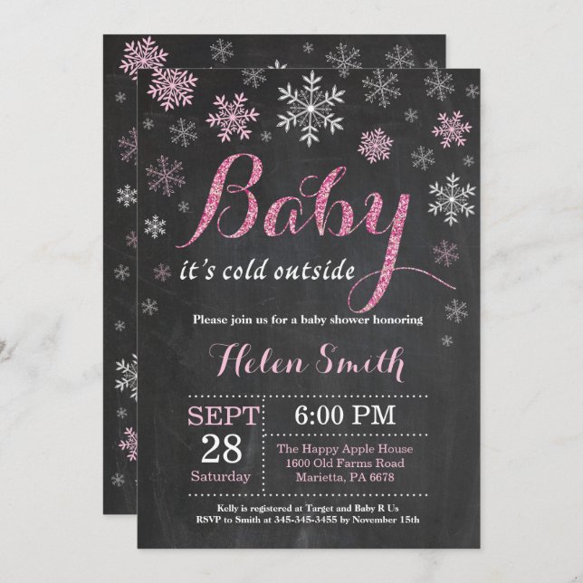 Baby Its Cold Outside Winter Baby Shower Invitation (Front/Back)