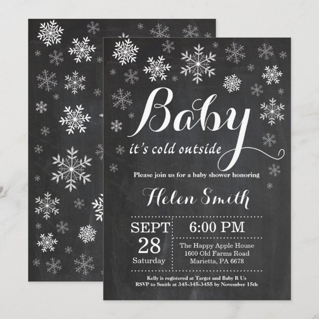 Baby Its Cold Outside Winter Baby Shower Invitation (Front/Back)