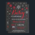 Baby Its Cold Outside Winter Baby Shower Invitation<br><div class="desc">Baby Its Cold Outside Winter Baby Shower Invitation. Boy or Girl Baby Shower Invitation. Winter Holiday Baby Shower Invite. Red and White Snowflakes. Chalkboard Background. For further customisation,  please click the "Customise it" button and use our design tool to modify this template.</div>