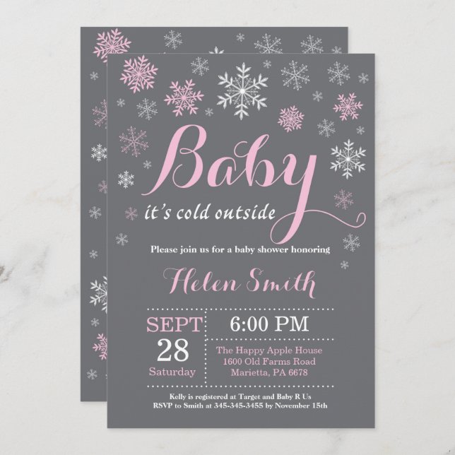 Baby Its Cold Outside Winter Baby Shower Invitation (Front/Back)