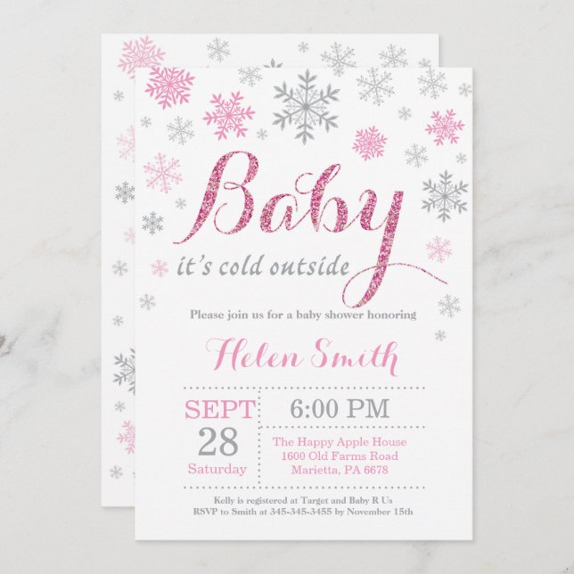 Baby Its Cold Outside Winter Baby Shower Invitation (Front/Back)