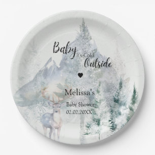 Baby It's Cold Outside Winter Baby Shower Paper Plate