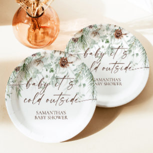 Baby It's Cold Outside Winter Baby Shower Paper Plate