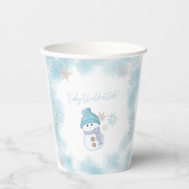 Baby It's Cold Outside Winter Baby Shower Party Paper Cups (Front)