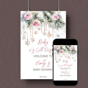 Baby it's cold outside winter baby shower welcome poster