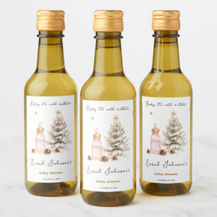 Baby it's cold outside Winter Baby Shower Wine Label