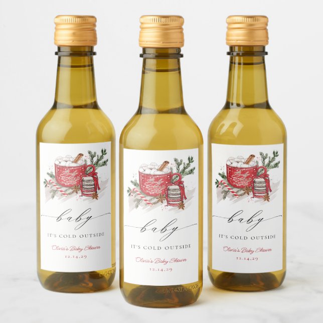 Baby It's Cold Outside Winter Baby Shower  Wine Label (Bottles)