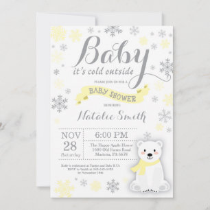 Baby Its Cold Outside Winter Baby Shower Yellow Invitation