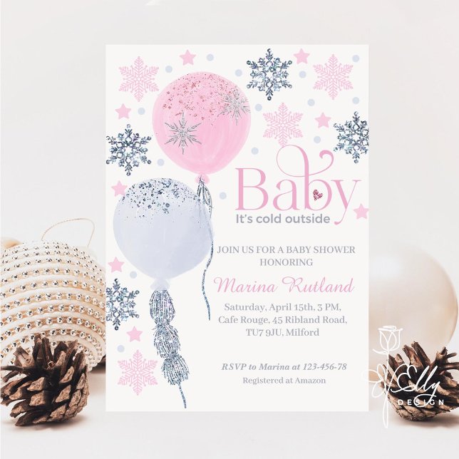 Baby It's Cold Outside Winter Balloons Baby Shower Invitation (Creator Uploaded)
