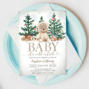 Baby It's Cold Outside Winter Bear Baby Shower Invitation