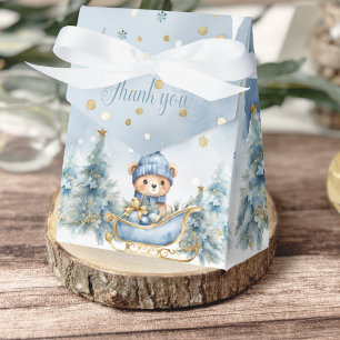 Baby It's Cold Outside Winter Bear │Blue Gold Favour Box