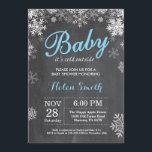 Baby its Cold Outside Winter Blue Boy Baby Shower Invitation<br><div class="desc">Baby its Cold Outside Winter Baby Shower invitation. Blue and White Snowflake. Boy Baby Shower Invitation. Winter Holiday Baby Shower Invite. Chalkboard Background. For further customisation,  please click the "Customise it" button and use our design tool to modify this template.</div>