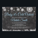 Baby Its Cold Outside Winter Blue Boy Baby Shower Invitation<br><div class="desc">Baby Its Cold Outside Winter Blue Boy Baby Shower Invitationn. Boy Baby Shower Invitation. Winter Holiday Baby Shower Invite. Blue and White Snowflakes. Chalkboard Background. For further customisation,  please click the "Customise it" button and use our design tool to modify this template.</div>
