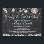 Baby Its Cold Outside Winter Blue Boy Baby Shower Invitation<br><div class="desc">Baby Its Cold Outside Winter Blue Boy Baby Shower Invitationn. Boy Baby Shower Invitation. Winter Holiday Baby Shower Invite. Blue and White Snowflakes. Chalkboard Background. For further customisation,  please click the "Customise it" button and use our design tool to modify this template.</div>