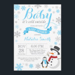 Baby Its Cold Outside Winter Boy Baby Shower Blue Invitation<br><div class="desc">Baby Its Cold Outside Winter Boy Baby Shower Invitation. Boy Baby Shower Invitation. Winter Holiday Baby Shower Invite. Blue and Grey Snowflakes. Snowman and White Background. For further customisation,  please click the "Customise it" button and use our design tool to modify this template.</div>