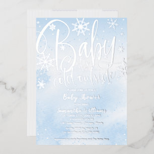 Baby It's Cold Outside Winter Boy Baby Shower Foil