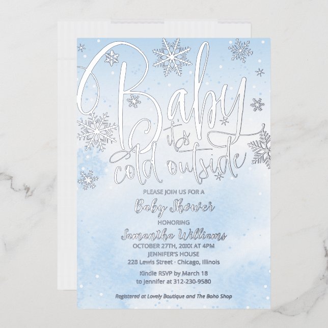 Baby It's Cold Outside Winter Boy Baby Shower Foil (Envelope)