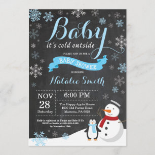 Baby Its Cold Outside Winter Boy Baby Shower Invitation