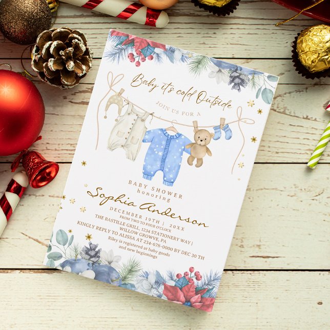Baby Its Cold Outside Winter Boy Baby Shower Invitation (Creator Uploaded)