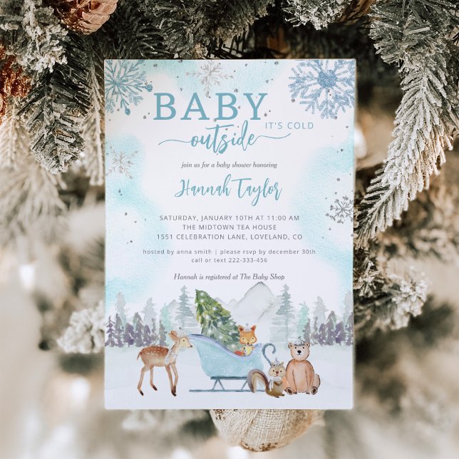 Baby It's Cold Outside Winter Boy Baby Shower Invitation (Creator Uploaded)