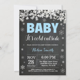 Baby its Cold Outside Winter Boy Baby Shower Invitation