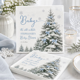 Baby It's Cold Outside Winter Boy Baby Shower Napkin