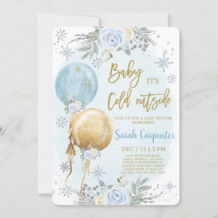 Baby it's cold outside winter christmas baby boy invitation