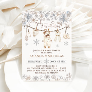 Baby It's Cold Outside Winter Clothes Baby Shower Invitation