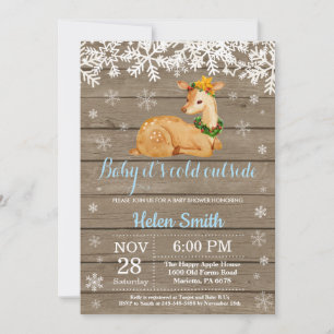 Baby its Cold Outside Winter Deer Boy Baby Shower Invitation