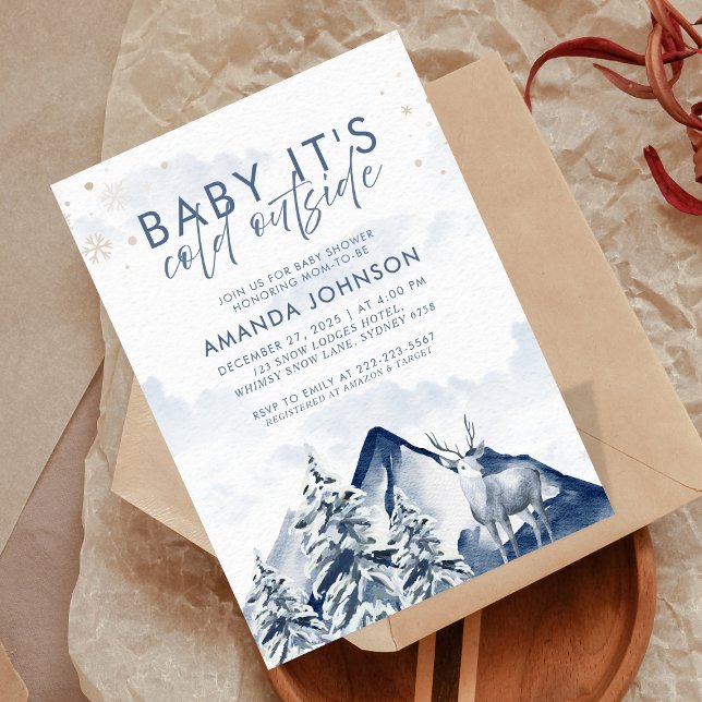 Baby Its Cold Outside Winter Evergreen Baby Shower Invitation (Creator Uploaded)
