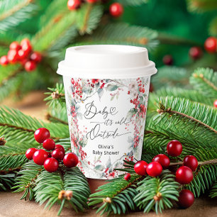 Baby it's Cold Outside Winter Floral Baby Shower Paper Cups