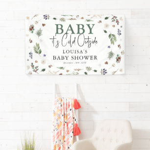 Baby It's Cold Outside Winter Foliage Baby Shower Banner