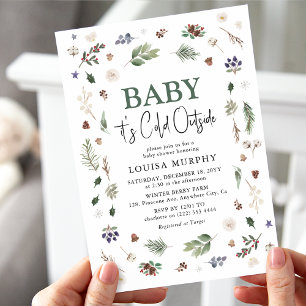 Baby It's Cold Outside Winter Foliage Baby Shower Invitation
