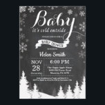 Baby its Cold Outside Winter Forest Baby Shower Invitation<br><div class="desc">Baby its Cold Outside Winter Baby Shower invitation. White Snowflake. Boy or Girl Baby Shower Invitation. Winter Holiday Baby Shower Invite. Chalkboard Background. Woodland Trees Forest Mountain. For further customisation,  please click the "Customise it" button and use our design tool to modify this template.</div>