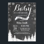 Baby its Cold Outside Winter Forest Baby Shower Invitation<br><div class="desc">Baby its Cold Outside Winter Baby Shower invitation. White Snowflake. Boy or Girl Baby Shower Invitation. Winter Holiday Baby Shower Invite. Chalkboard Background. Woodland Trees Forest Mountain. For further customisation,  please click the "Customise it" button and use our design tool to modify this template.</div>