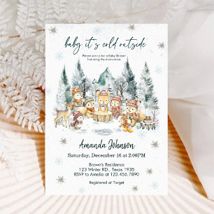 Baby It's Cold Outside Winter Forest Baby Shower Invitation
