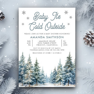 Baby It's Cold Outside Winter Forest Baby Shower Invitation