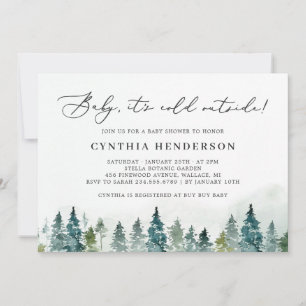 Baby Its Cold Outside Winter Forest Baby Shower Invitation
