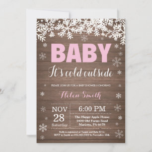 Baby its Cold Outside Winter Girl Baby Shower Invitation